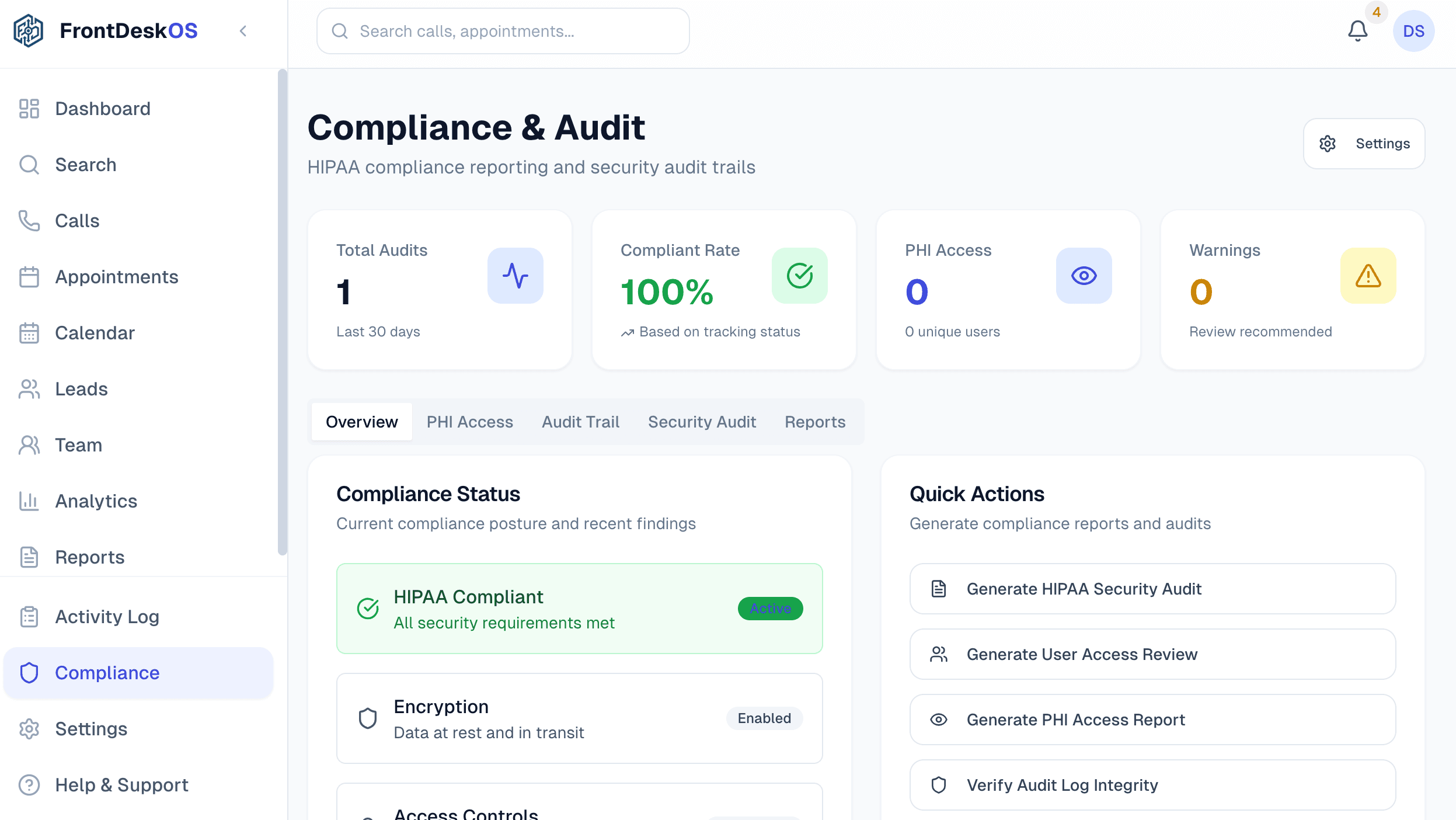 HIPAA Compliance Screenshot