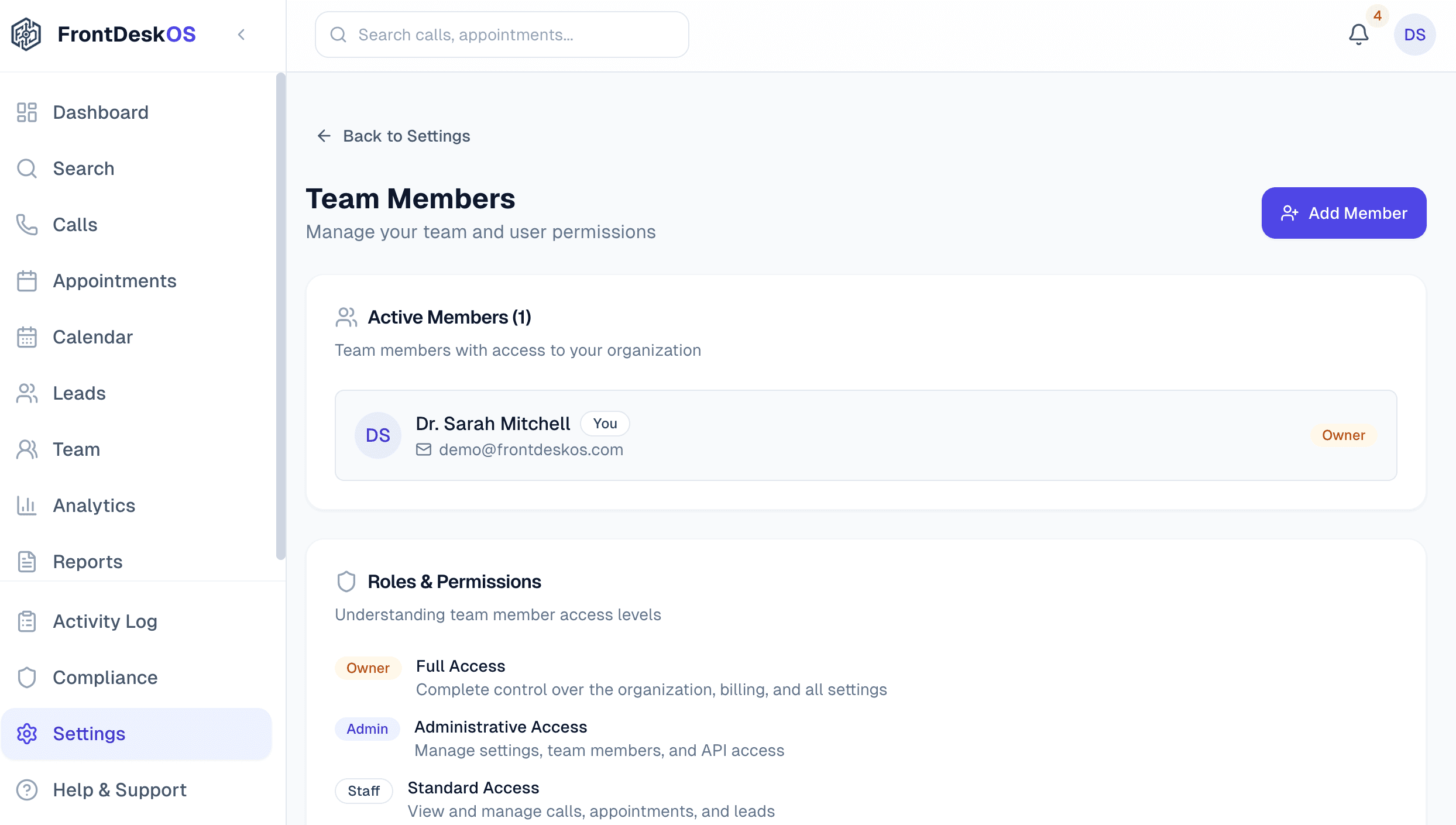 Team Management Screenshot